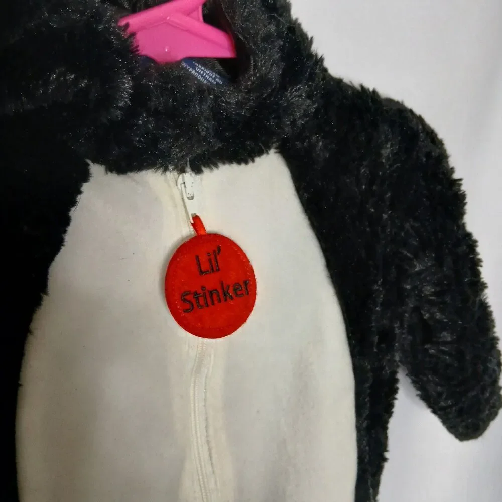 Lil Stinker Infant Skunk Costume The Humane Society Hood Bodysuit Baby 3-6 mo